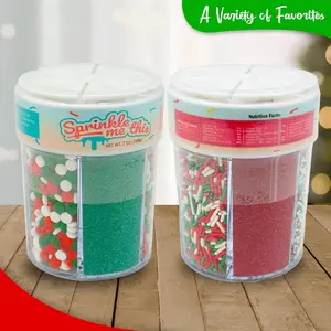 Christmas Sprinkles for Baking – 6 Cell Holiday Sprinkle Set with Jimmies, Confetti, Nonpareils & Sugar Dust | Sprinkle Me This