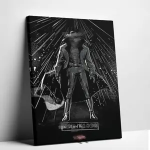 Retro Monochrome Comic Canvas Wall Art - Dark Detective Superhero Poster, Mysterious Trench Coat Hero Sketch Print for Boys' Bedroom Home Decor