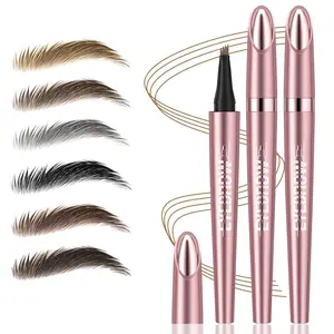 QIC Eyebrow Pencils for Women - Microblading Eyebrow Pencil with Precise 4-Fork-Tip Smudge-Proof Eye Brow Pencils Create Natural Hair-Like Brows, Long-Lasting Wear, Gray.