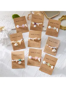 Summer Beach Inspired Handmade Shell Bracelet with Seashell Sea Star Beads for Women Stylish Ocean Themed Jewelry Lightweight Comfortable Adjustable Fit Trendy Vacation Accessory