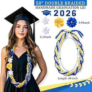 Class of 2026 Graduation Leis - Handmade Flower Braided Graduation Cord, College Graduate Keepsake, Multiple Colors for Students