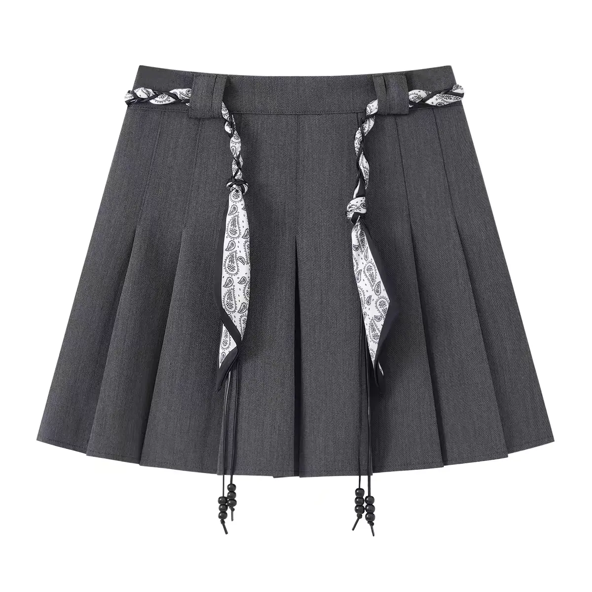 Women's Gray Pleated Mini Skirt