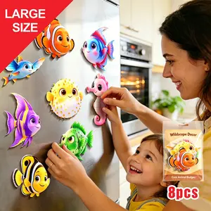 8pcs High-End Large Tropical Fish Fridge Magnets, Cast Iron Material, Realistic Designs, Kitchen Decor, Perfect Gift for Refrigerator Decoration, Animal Magnets