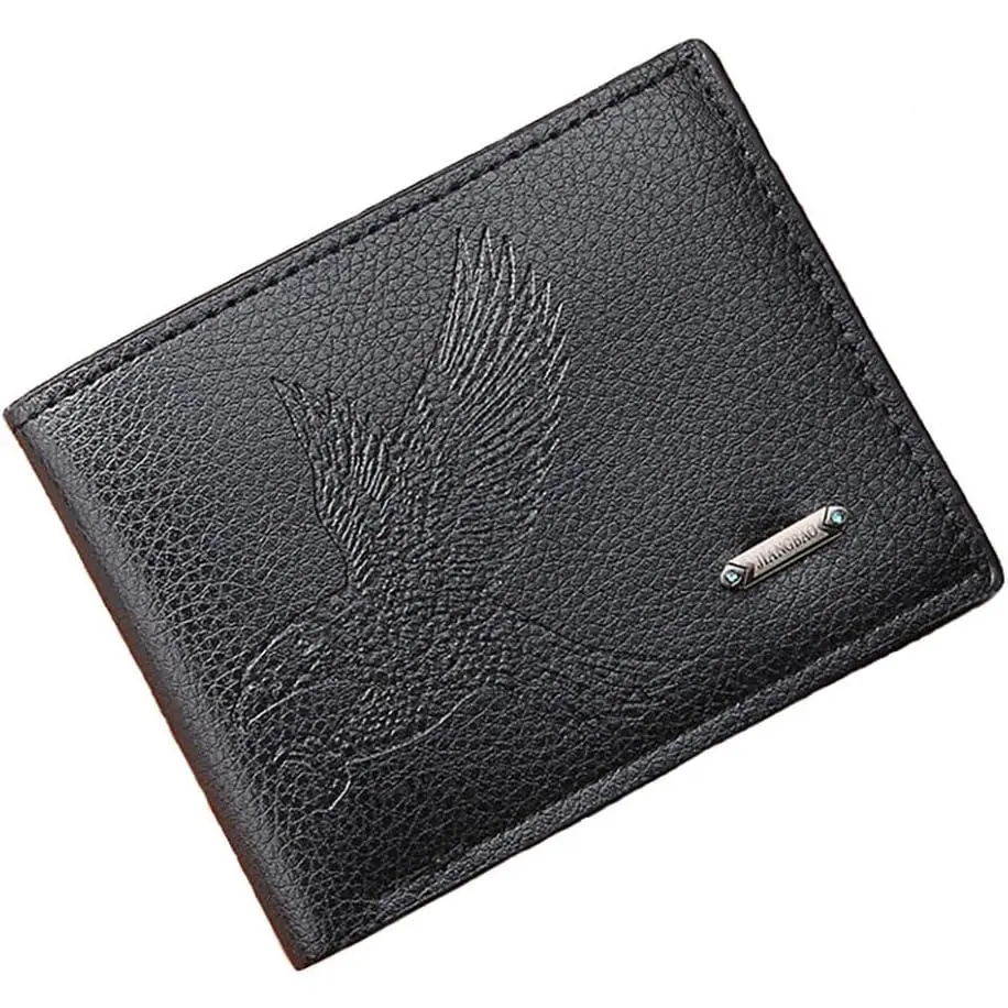 Slim Wallet for Men with Zipper, Bifold Design, PU Leather, Clip, Carteras Para Hombres Black E