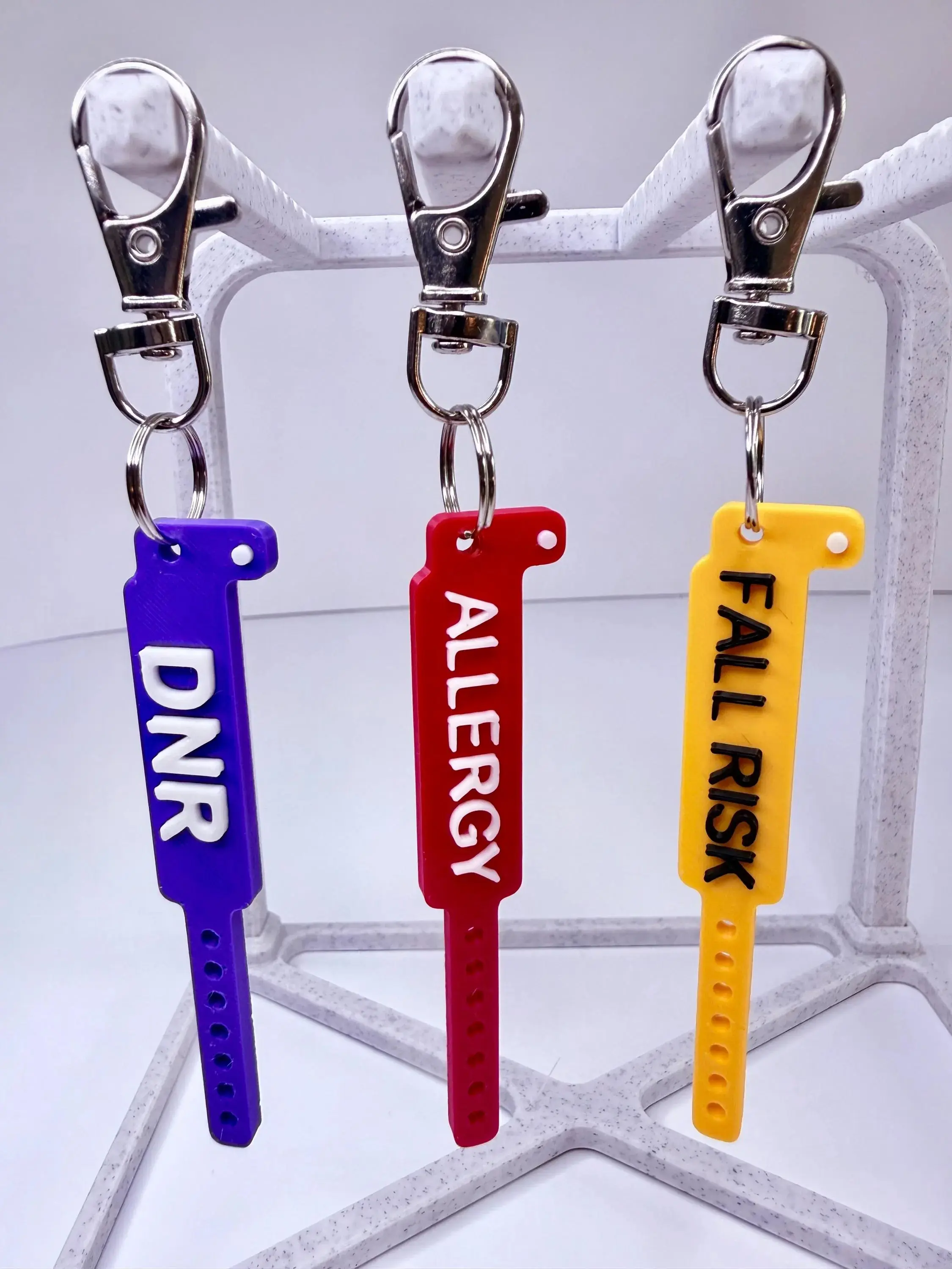 Wristband Clip Bundle (3-Pack) | Fall Risk + Allergy + DNR | Nurse Badge Buddy Set