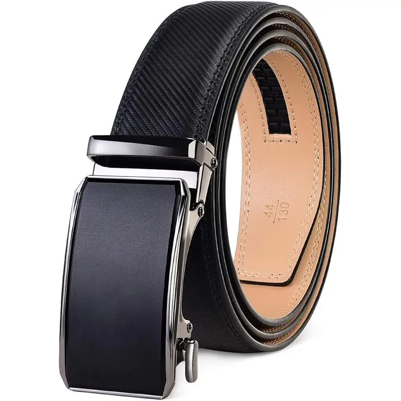 PlusZis 28"-68" Men's Leather Ratchet Dress Belt Big And Tall With Automatic Buckle