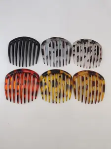 6-Pack Elegant Plastic Hair Combs, 9-Tooth Design, Leopard Pattern, Daily Use Women's Hairstyle Accessories, All Seasons