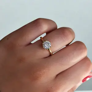 Adjustable CZ Solitaire Ring – 18K Gold Plated Stainless Steel | Travel Engagement Dupe, Stackable