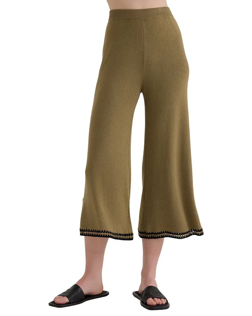 Bella Dahl Crocheted Trim Linen-Blend Cropped Pant