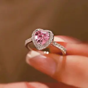 Women's Wedding Ring - 1 Piece Pink Heart-Shaped, Romantic Sweet & Simple Elegant Style, Birthday/Valentine’s Day Gift for Women