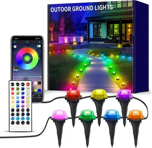 ARTBLEPRO RGB Outdoor Ground LED Lights Pathway Lights with Remote &Smart App Control IP67 Waterproof Color-Changing Best for Yard Lawn Patio Holiday Party Christmas,Halloween,Garden,House Decorations