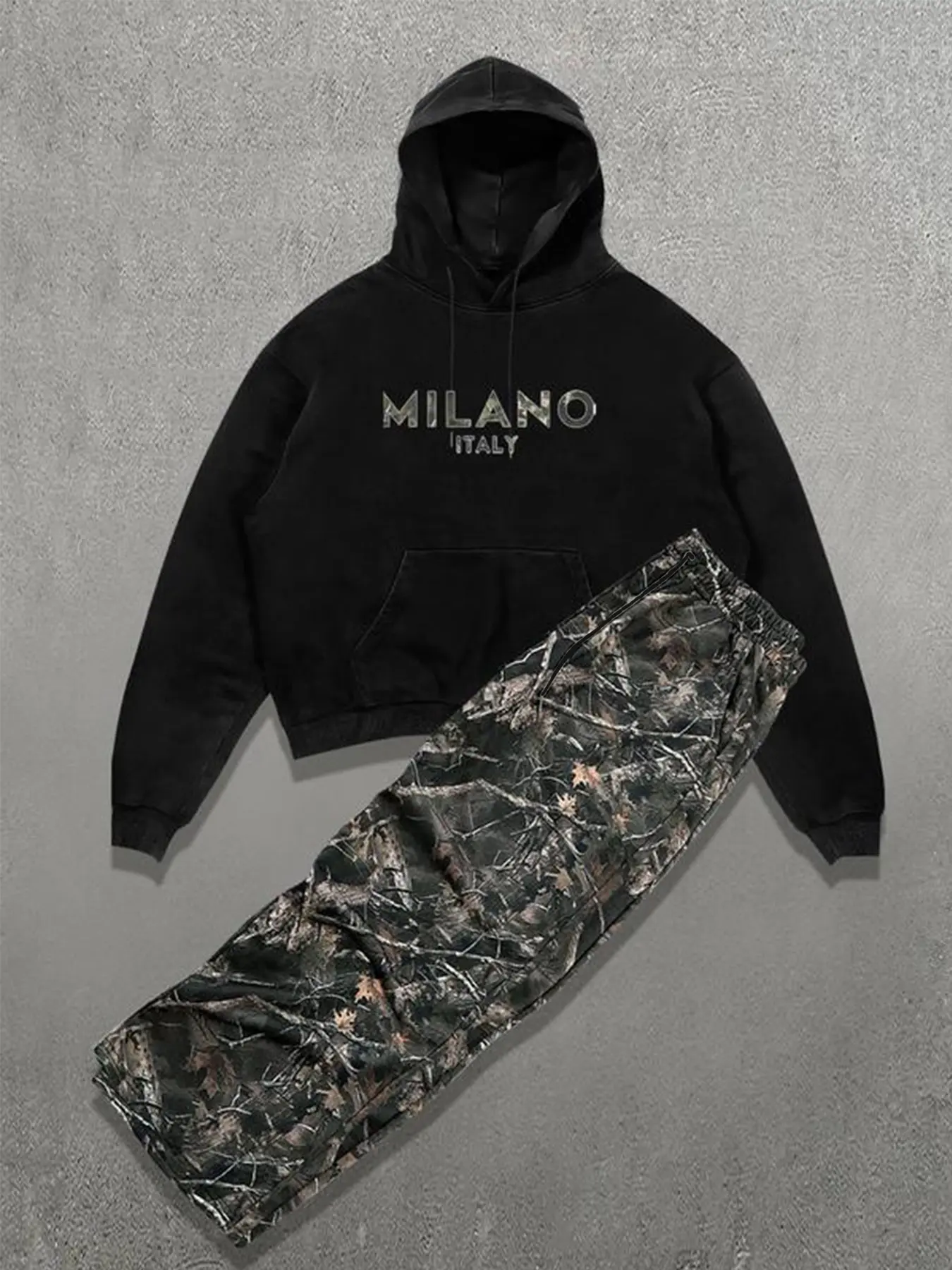 Men's Camo Print Hoodie Set, Fitted Casual Long Sleeve Hooded Sweatshirt & Jogger Pants, Fall Winter Daily Wear, Comfortable Athletic Streetwear