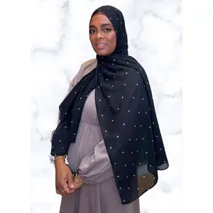 Black Dotted Chiffon Printed Hijab - Versatile Design for Various Occasions