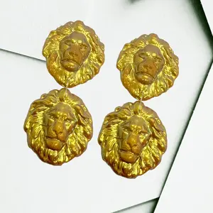 Gold Iridescent Lion Drop Earrings, Leo Zodiac Sign Earrings Gift For Her, Lion Head Earrings, Leo Earrings  July August Birthday Gift