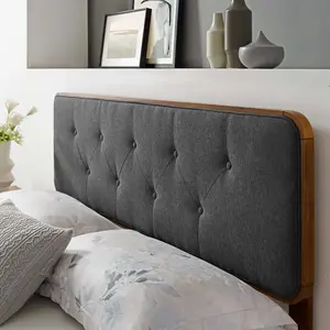 Modway Collins Tufted Twin Fabric and Wood Headboard in Walnut Charcoal