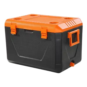 VEVOR Portable Cooler,  , 63 QT Hard Cooler with Ice Retention, Heavy-Duty Handles and Cup Holder, Lightweight Rigid Material Insulated Portable Cooler, Suitable for Family Picnics and Long Trips