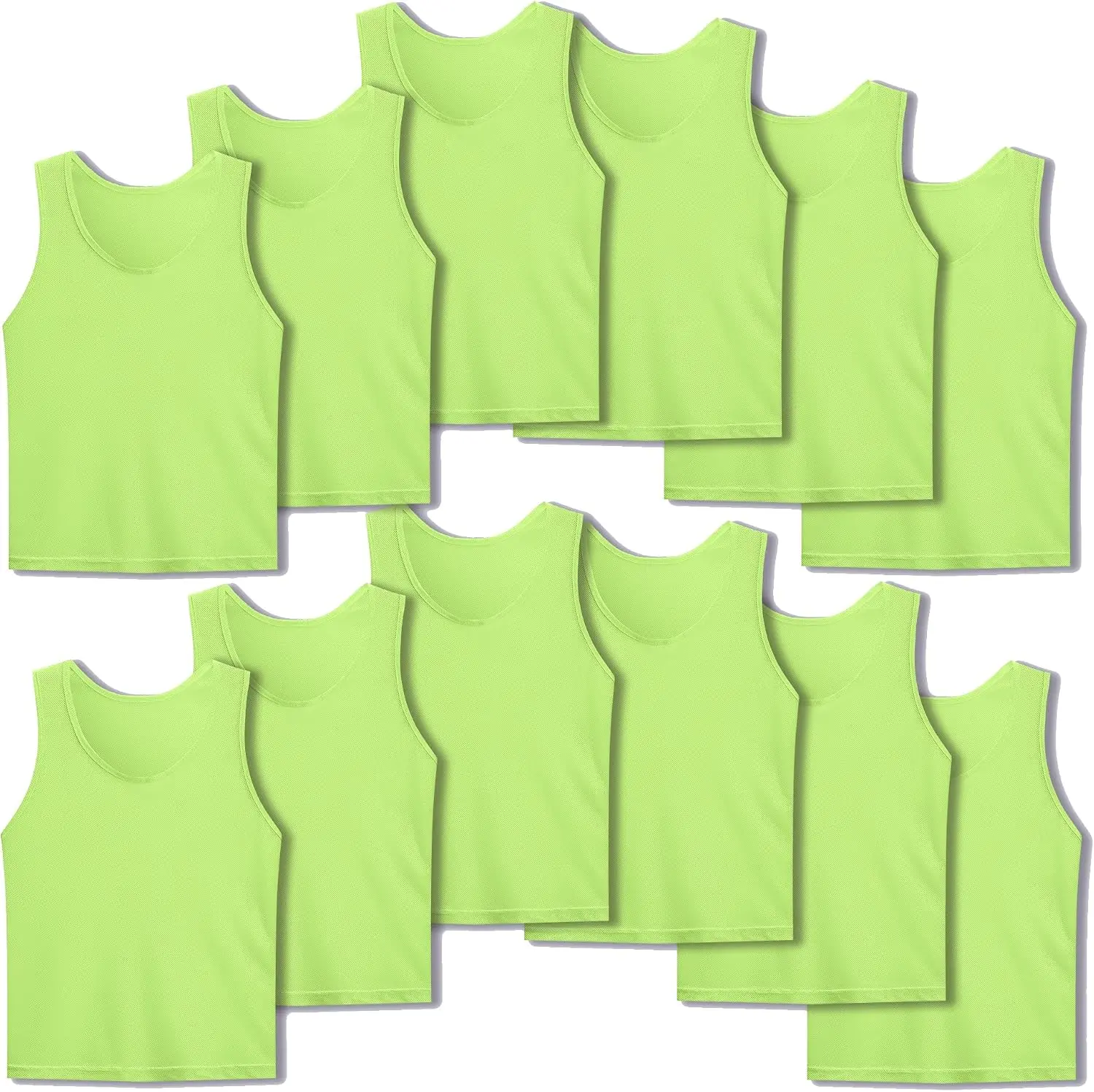 Unisex Scrimmage Vests - 12 Pack Pinnies for Youth & Adult Sports Training, Suitable for Soccer, Football, Basketball