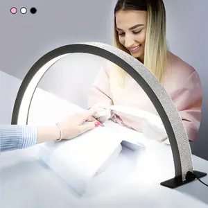 22/29 Inch LED Nail Studio Desk Lamp, Three Color Temperature Adjustable Brightness, Half Moon Lamp for Beauty, Skin Care, Eyebrow Tattooing, Tattoo, Nail Technology
