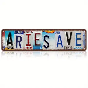 Vintage Aries Ave Wall Decor Street Signs Home Bar Coffee Metal Tin Signs 4x16 Inch