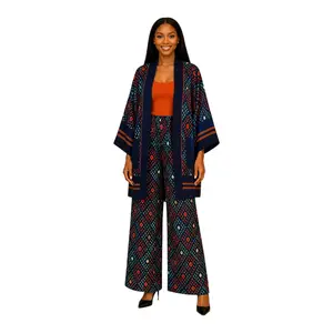 CRZ Luxury African Print Ankara Kimono Jacket and Pant