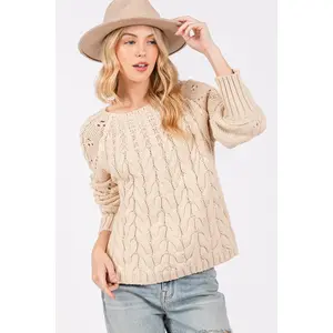 SAGE + FIG Cable-Knit Long Sleeve Sweater