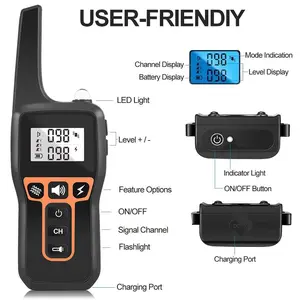 529 Model 1000M Long Range Dog Training Collar, IP67 Waterproof Rechargeable Pet Trainer with Beep Vibration Shock Modes, Supports Up to 3 Dogs Long Standby Training Collar for Small Medium Large Dogs
