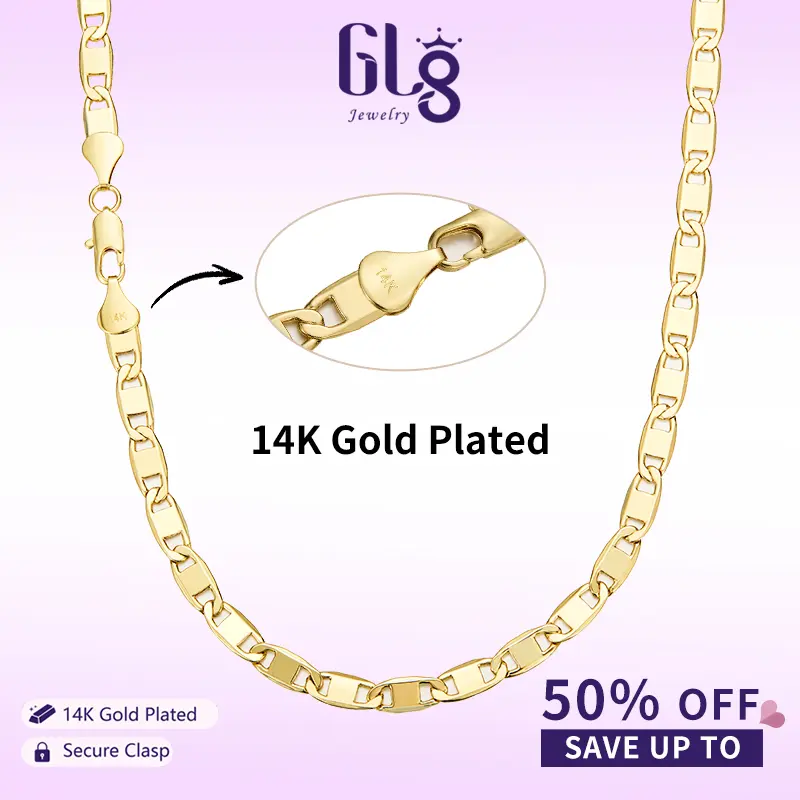 New 14K Gold-Plated Figaro Chain Necklace for Men - 6mm Wide, 20/24 inch Italian-Style Cuban Link, Tarnish-Free Nano Coating, Hip-Hop & Everyday Layering Jewelry  Holiday Gifts for Family, Friend