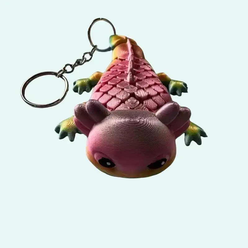 Flexi Axolotl Keychain - Pink Character with Keyring Attachment, Featuring Belly and Feet Details