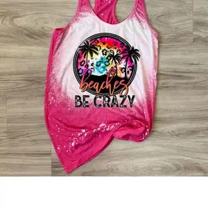 beaches be crazy bleached racer back tank top