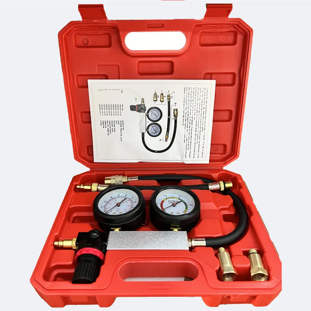[Cylinder Leak Tester] Automotive Kit for Testing Cylinder Leaks, Including a Gasoline Engine Compression Tester And a Dual Gauge Leakdown Detector Tool，Cylinder pressure detection tool suitable for vehicles such as cars, motorcycles, and trucks