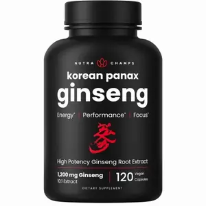 Korean Red Panax Ginseng Capsules | Extra Strength Ginsenosides for Energy, Focus, Performance, Vitality & Immune Support | Korean Ginseng Root Extract (120, Red)