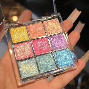 K'apeine 9 Color Chameleon Highlighting Eyeshadow Palette, Eye Shimmer, Long lasting shimmering, Holographic Glitter Eye Shadow Set, Bold Rainbow Multicolor Makeup, Long-Lasting Waterproof