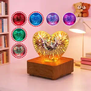 USB-Powered Heart-Shaped Firework LED Night Light - Romantic Ambient Lamp for Bedroom Desktop, Outdoor Camping Decor, Perfect Valentine's Day Gift for Her/Him