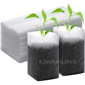100 Biodegradable Planting Bags, Non-Woven Seed Starting Kit for Vegetables Flowers Seedlings, Breathable Water-Permeable Gardening Supplies