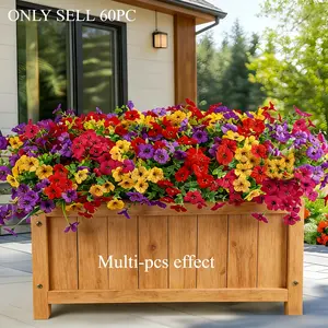 60pcs Artificial Flowers, Decorative Flowers, UV-Resistant Colored Violet Eucalyptus, Outdoor & Indoor Decor, Mixed 4 Colors, Full-Season Home Decor