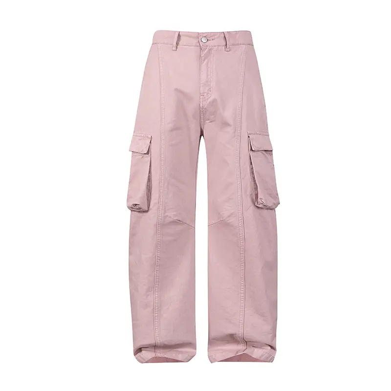 FAIABLE Cargo Pants Loose Fit Wide Leg Cotton Cargo Trousers High Waist Utility Pants Multi Pocket Streetwear Baggy Work Pants