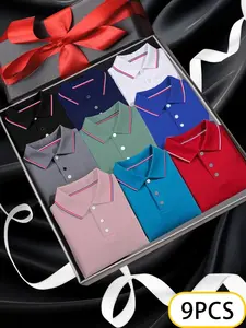 Men's Lightweight Breathable Shirts Set, All-Season Golf & Tennis Shirts, Classic Button Collar, Casual Sports Wear, Ideal Gift