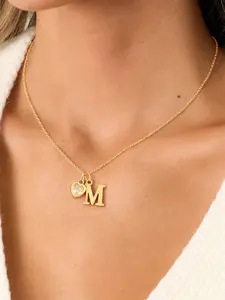 Women's Elegant Heart-Shaped Crystal Initial Pendant Necklace, Stainless Steel Chain, All-Season Fashion Jewelry