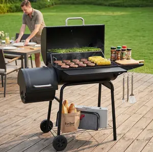 Charcoal Grill with ONE Side Tables 823 SQIN Cooking Area Outdoor Smoker Barbecue BBQ Grill for Camping Patio Backyard Party Picnic Black