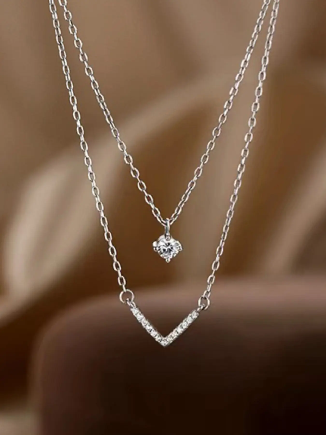 Women's Elegant Artificial Zircon Necklace, Sparkling CZ Necklace, Jewelry Gift for Women & Girls, Perfect for Birthdays Parties Holidays