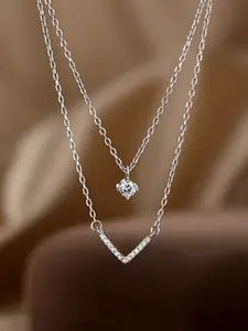 Women's Elegant Artificial Zircon Necklace, Sparkling CZ Necklace, Jewelry Gift for Women & Girls, Perfect for Birthdays Parties Holidays