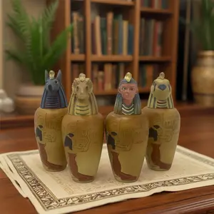 Unique Egyptian Art Set, 4 Canopic Jars (horus' Sons), Made in Egypt, Metal Material, Boho Style, Not Plated with Precious Metal