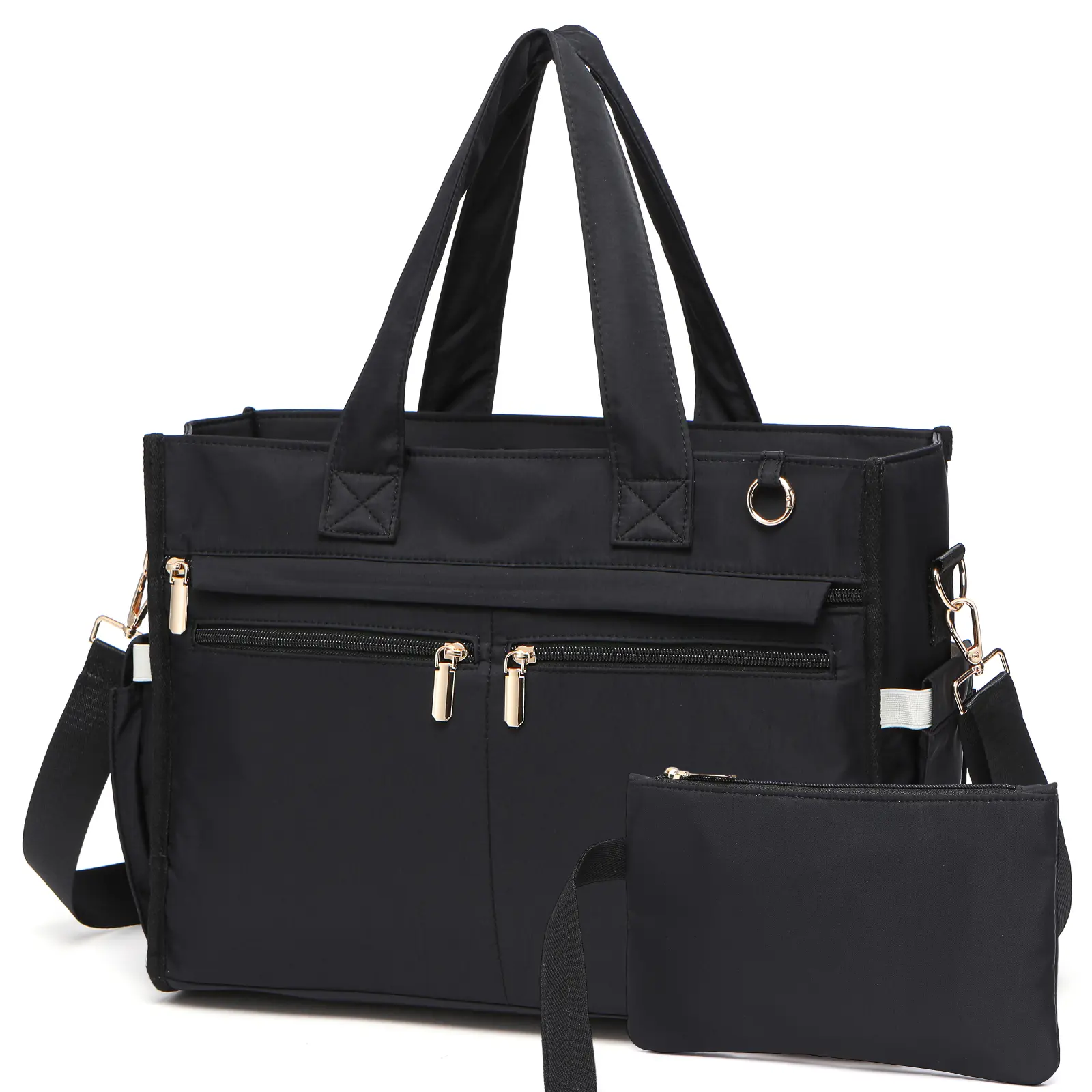 Nylon Tote Bag for Women, 15.6" Laptop Work Bag, 14 Pockets, Lightweight Large Teacher Tote for College Travel