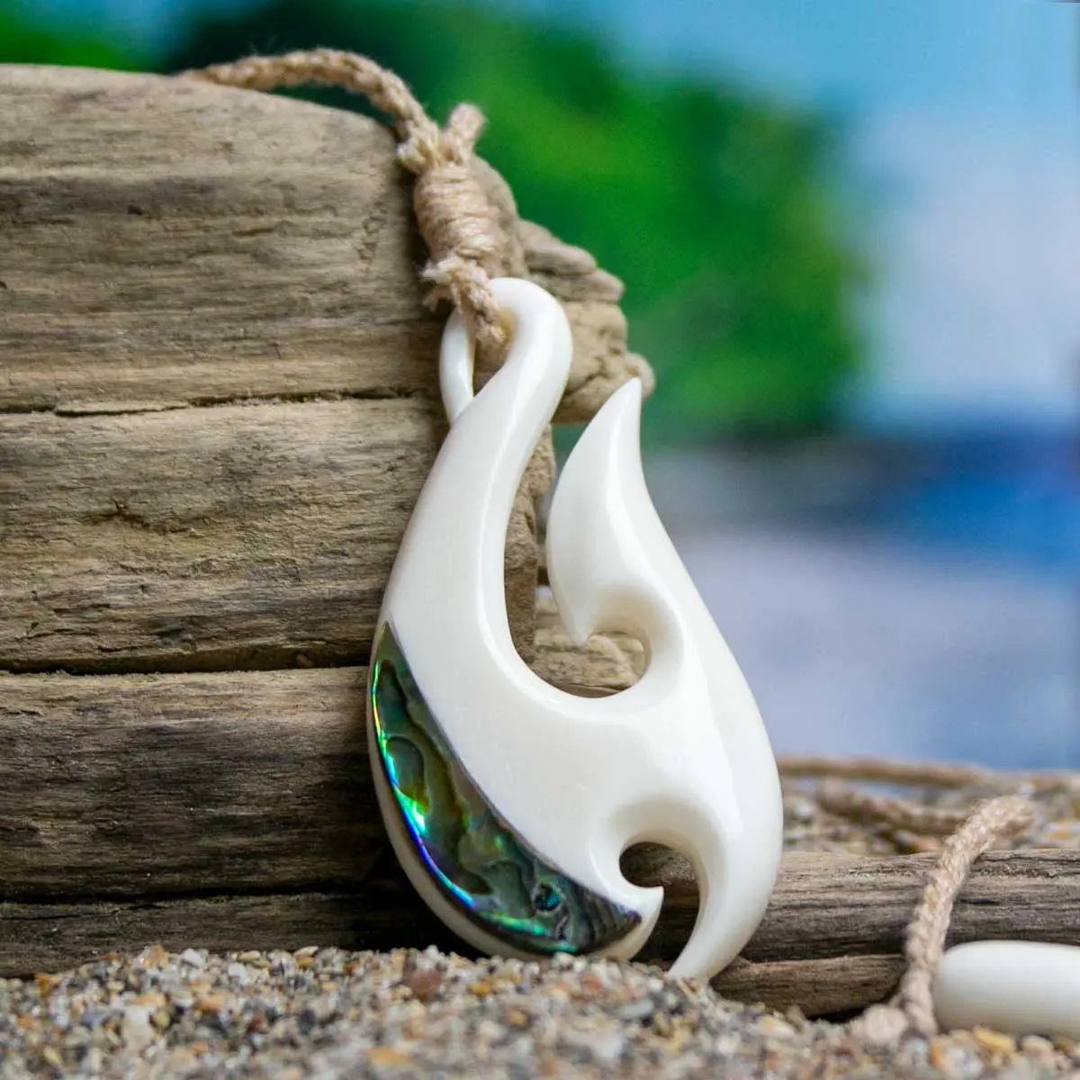 Abalone Hei Matau Necklace - Hand Carved