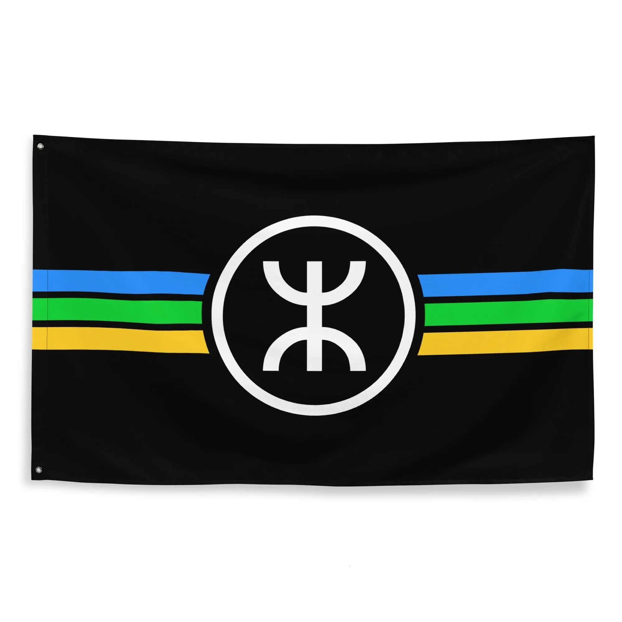Anarchist Amazigh Rectangular Flag, 3x5ft Cultural Berber North African Indigenous Banner, Lightweight Home Decor Room Decor Tapestry, Symbolic