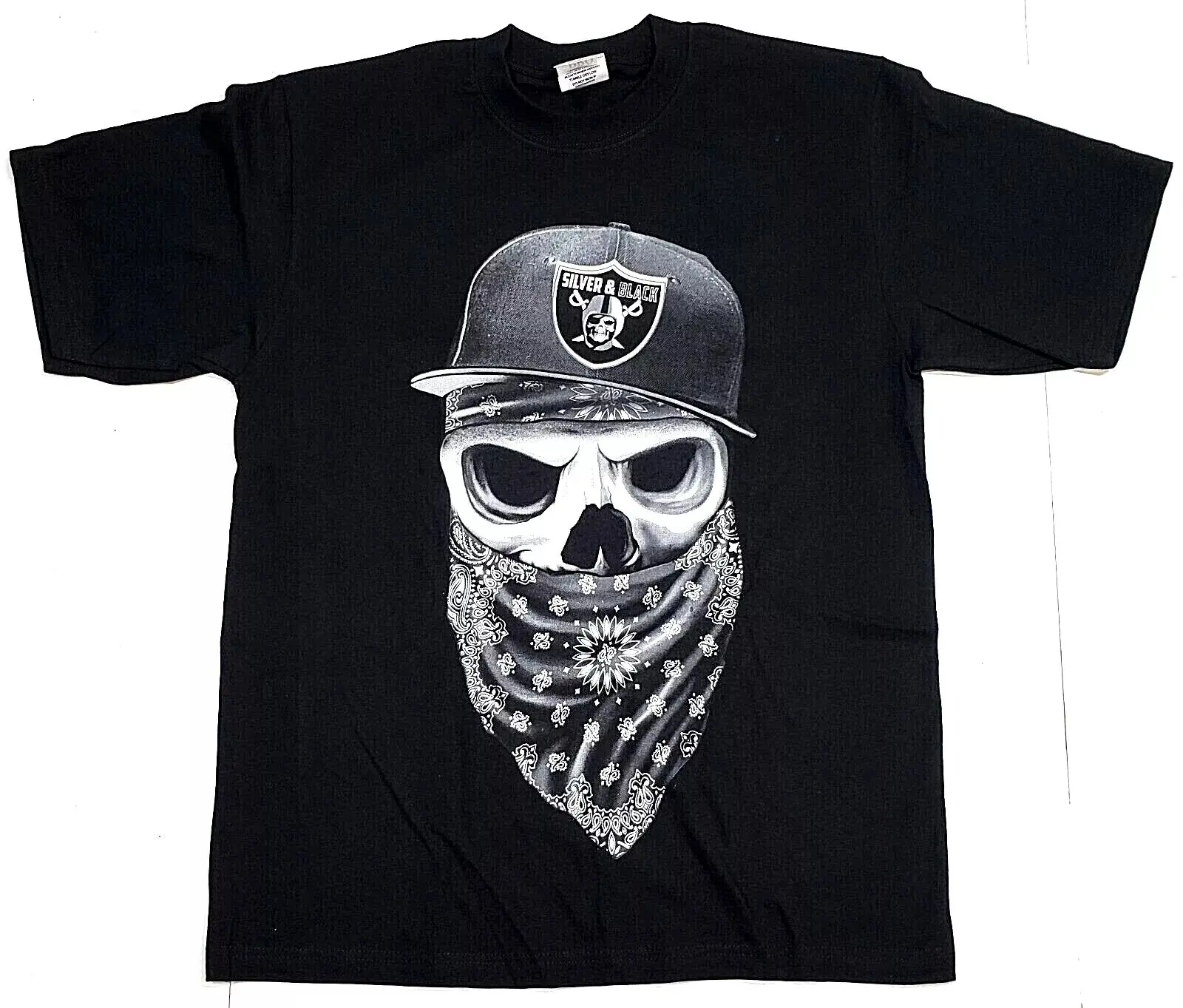RAIDER NATION T-shirt Raiders Silver Black Men's Tee New, Graphic tees, Streetwear, Men gifts, Short sleeve, T Shirt for Men, cotton, Top, Menswear