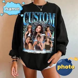 Custom Photo Bootleg Girlfriend 6 Face 90s Retro Vintage Shirt Sweatshirt, Shirt with Face on It for Boyfriend Birthday Gift, Customized Womenswear