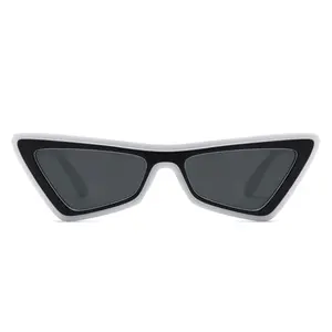 Beveled Squared Geometric 2-tone Triangular Cat Eye Plastic Sunglasses HS1239-C7