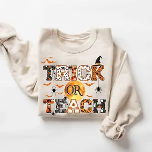 Halloween Teacher Sweatshirt, Trick Or Teach Shirt, Spooky Teacher Gift, Funny Halloween Tee, Fall Teacherr Shirt, Teacher Appreciation Gift