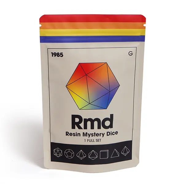 1985 Games Sharp Edge Mystery Dice Set | 7-Piece Hand-Poured Resin Polyhedral RPG Dice – Clear Numbers, Premium Collectible for D&D, Pathfinder, MTG & Tabletop Role-Playing Games, No Pins & Stickers